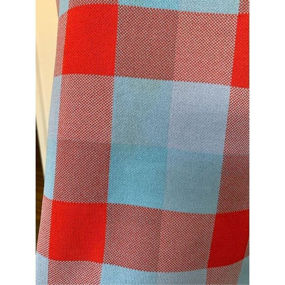 Parker Ayla Knit Midi Dress in Plaid Blue, Red Size M - Picture 9 of 12